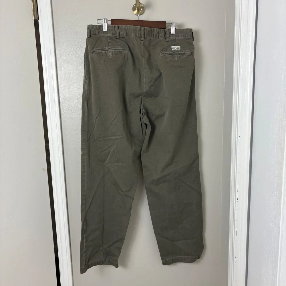 VTG Polo Ralph Lauren Andrew Pant Chinos Men 33x30 Olive Green Pleated Classic
